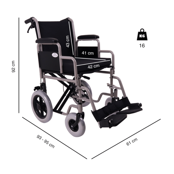 Cadeira de Rodas de Trânsito com Travão de Cuidador YK9032-1-TR