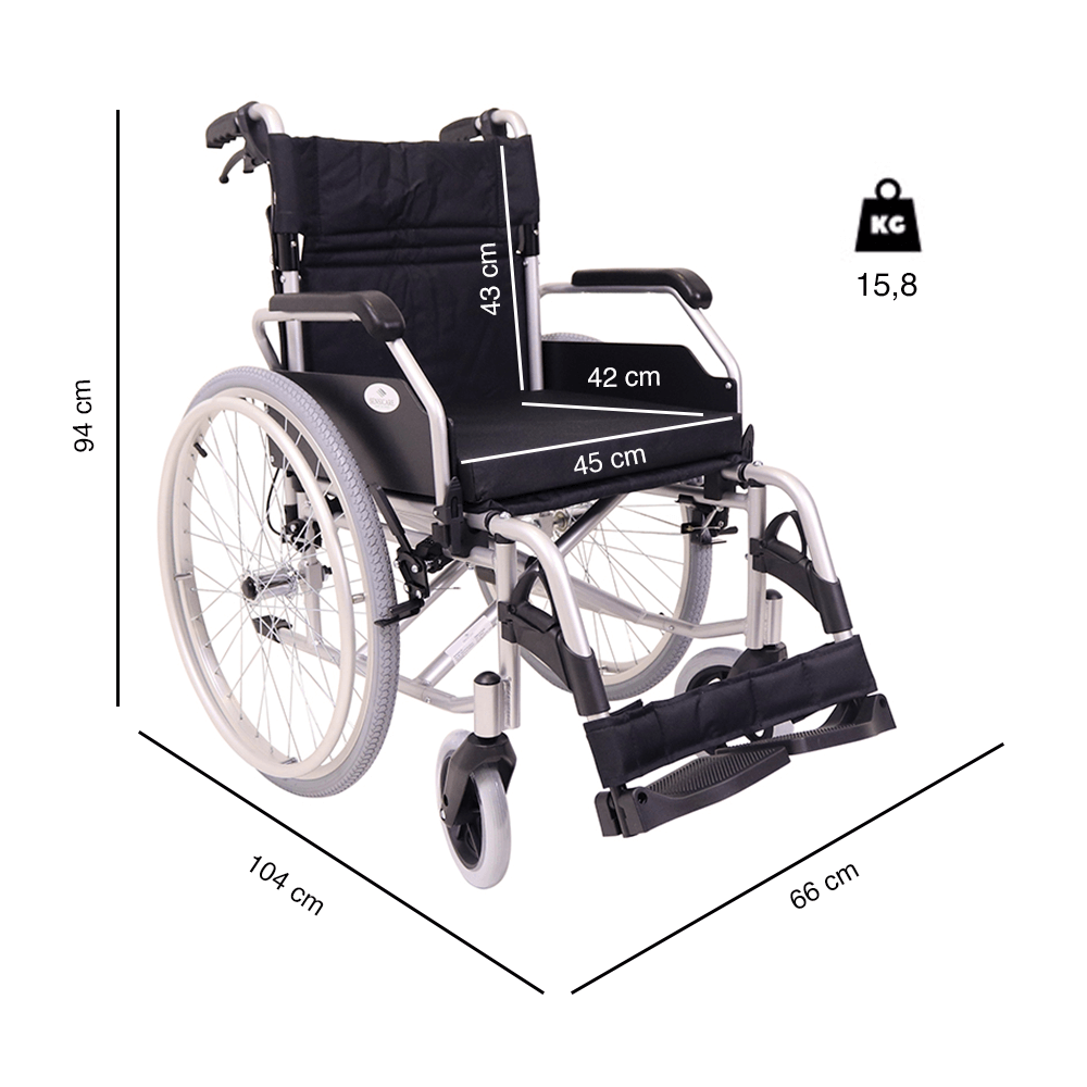 Cadeira de Rodas em Alumínio com Travão de Cuidador YK9063F